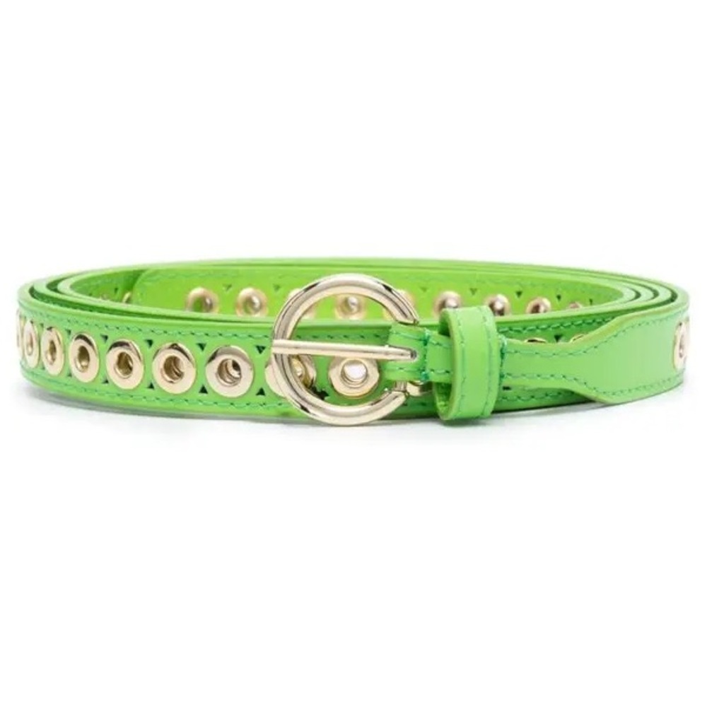 Sandro Paris Neon Green Eyelet Leather Belt T3